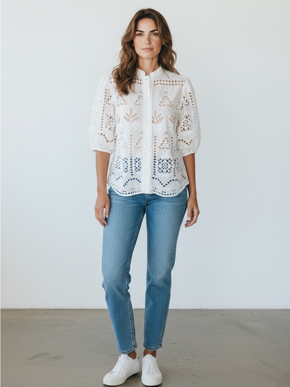 Karen Millen White Eyelet Detail Top